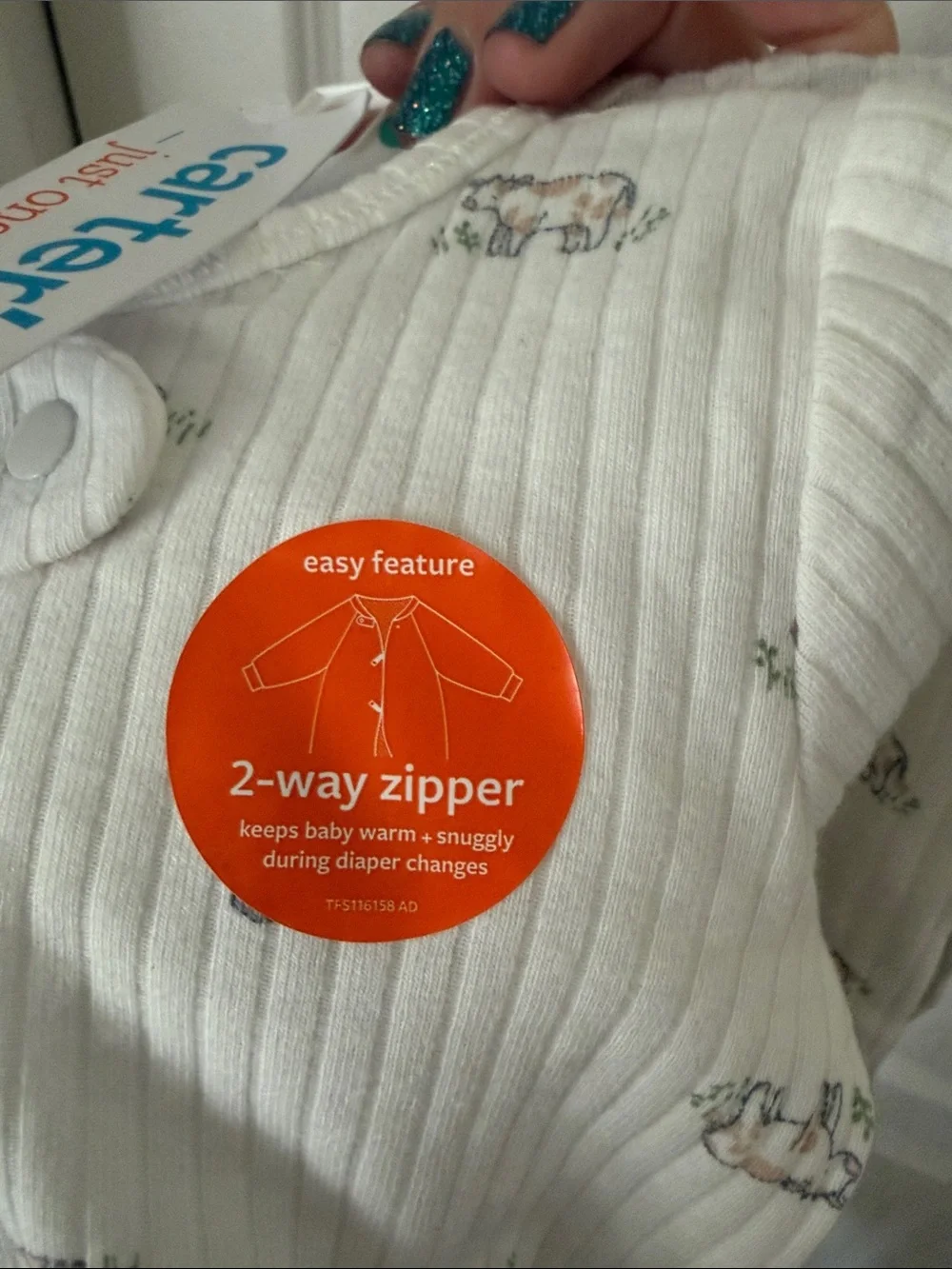 Carter's Cream Ribbed 2 Pack Footed One-Piece
